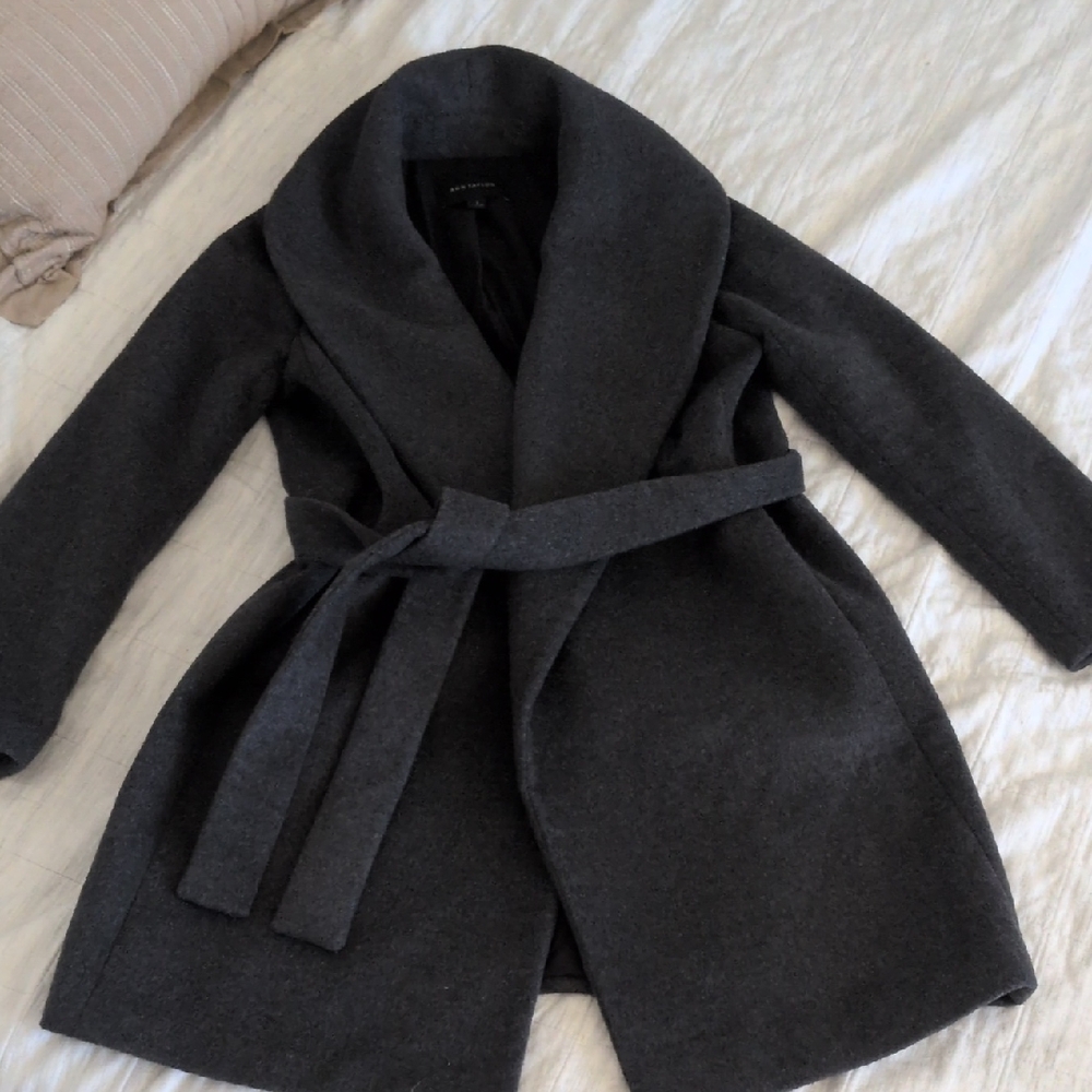 Ann Taylor Charcoal Belted Trench Coat